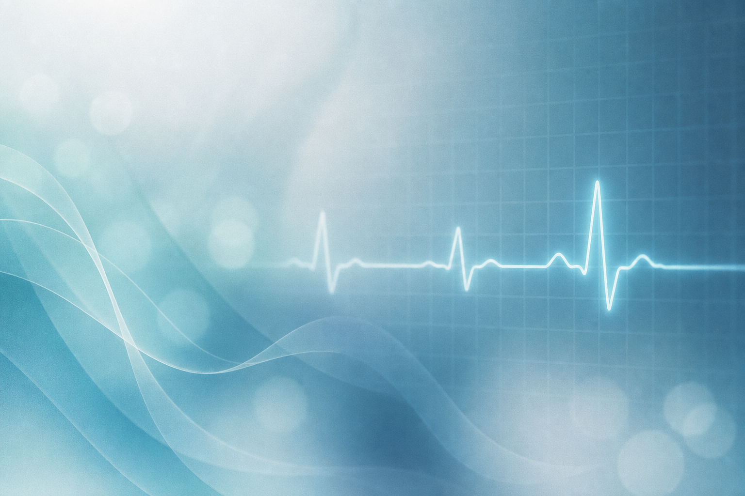 Abstract teal ECG waveform motif representing butterfly feeling in chest