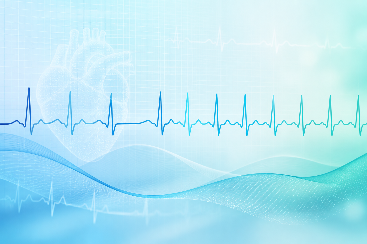 Abstract ECG waveform illustrating supraventricular tachycardia for a Prime Heart and Vascular article